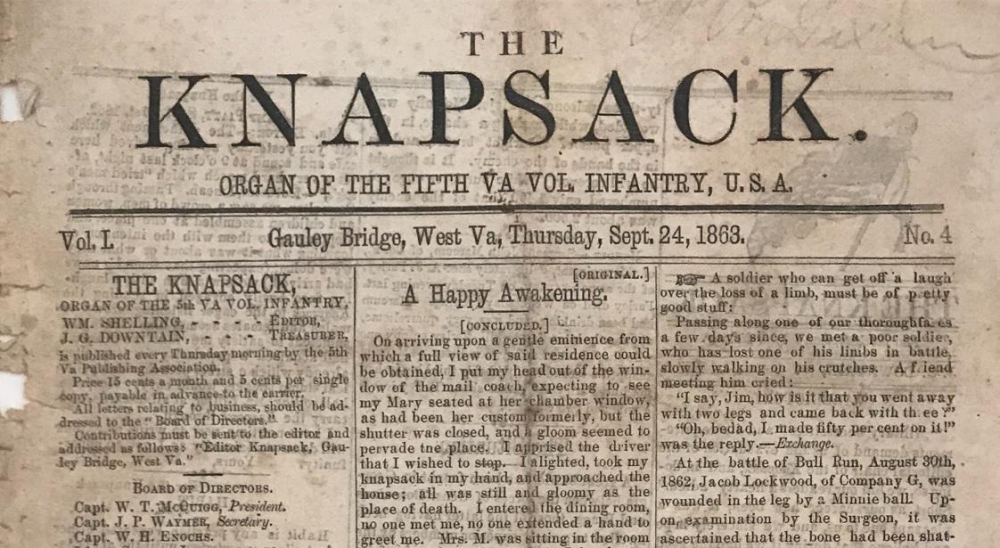 Patriotism in Print Soldiers’ Newspapers in Civil War W.Va. Explored